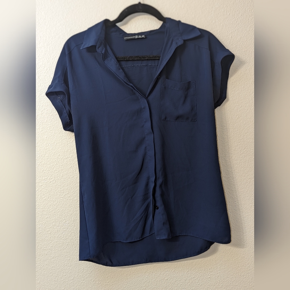 Dark Blue Button-up Blouse